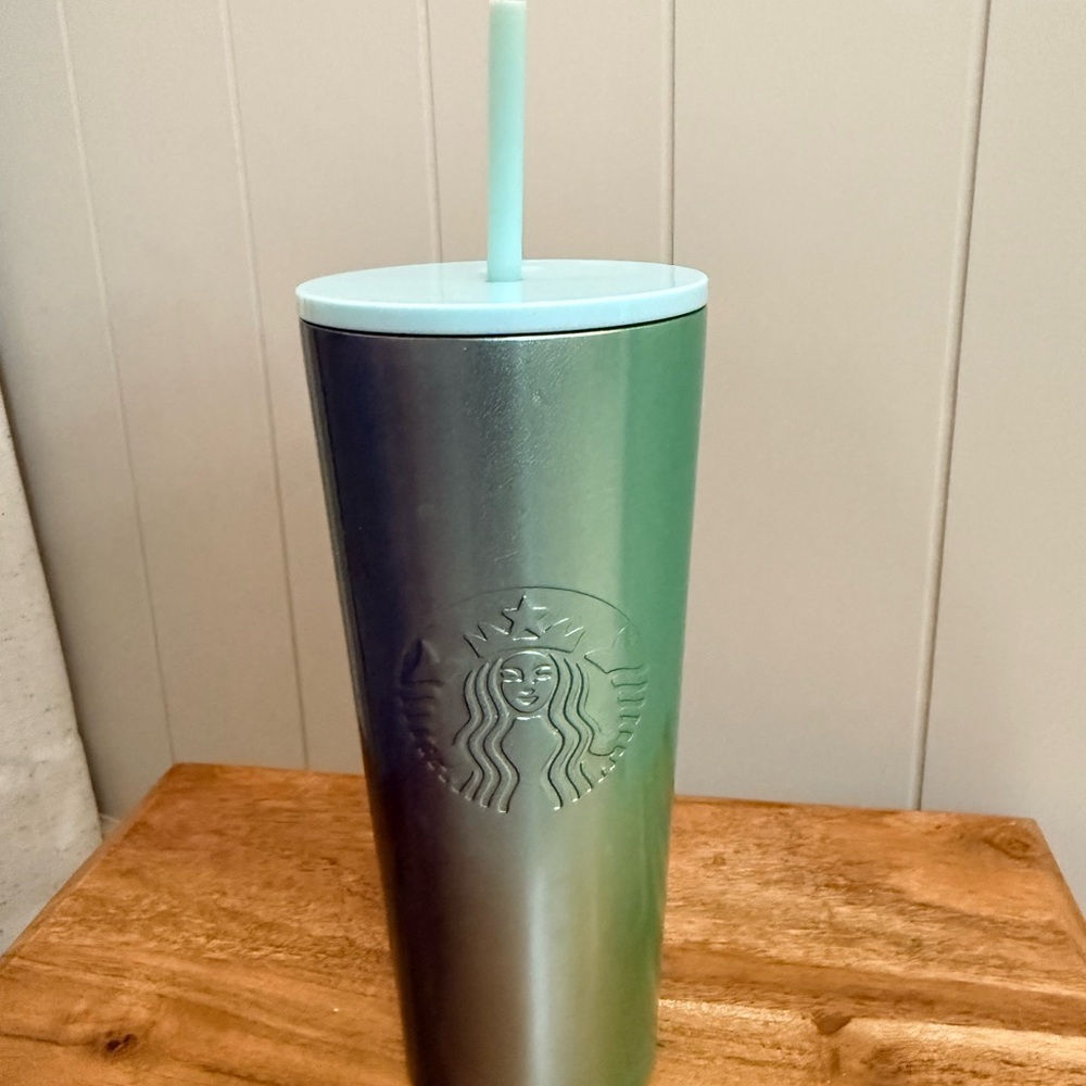 Starbucks Metallic Ombre Tumbler with Straw - Green and Purple